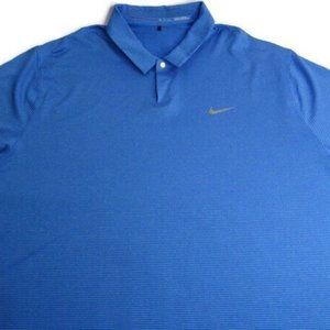 Nike Tiger Woods Men's 2XL Golf Polo Shirts Blue Red Striped Stretch XXL